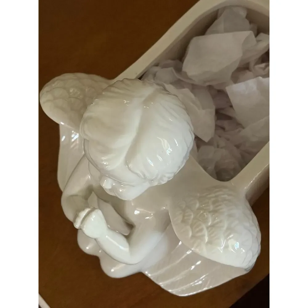 Vintage Angel Cherub Ceramic Planter Vase